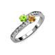 3 - Olena Peridot and Citrine with Side Diamonds Bypass Ring 