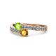 1 - Olena Peridot and Citrine with Side Diamonds Bypass Ring 