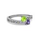2 - Olena Peridot and Iolite with Side Diamonds Bypass Ring 