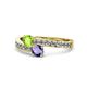 1 - Olena Peridot and Iolite with Side Diamonds Bypass Ring 