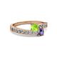2 - Olena Peridot and Iolite with Side Diamonds Bypass Ring 
