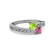 2 - Olena Peridot and Rhodolite Garnet with Side Diamonds Bypass Ring 