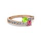 2 - Olena Peridot and Rhodolite Garnet with Side Diamonds Bypass Ring 