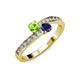 3 - Olena Peridot and Blue Sapphire with Side Diamonds Bypass Ring 