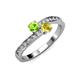 3 - Olena Peridot and Yellow Sapphire with Side Diamonds Bypass Ring 