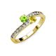 3 - Olena Peridot and Yellow Sapphire with Side Diamonds Bypass Ring 