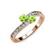 3 - Olena Peridot with Side Diamonds Bypass Ring 