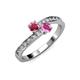 3 - Olena Rhodolite Garnet and Pink Sapphire with Side Diamonds Bypass Ring 