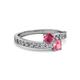 2 - Olena Rhodolite Garnet and Pink Tourmaline with Side Diamonds Bypass Ring 