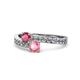 1 - Olena Rhodolite Garnet and Pink Tourmaline with Side Diamonds Bypass Ring 