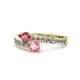 1 - Olena Rhodolite Garnet and Pink Tourmaline with Side Diamonds Bypass Ring 