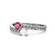 1 - Olena Rhodolite Garnet and White Sapphire with Side Diamonds Bypass Ring 