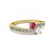 2 - Olena Rhodolite Garnet and White Sapphire with Side Diamonds Bypass Ring 