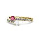 1 - Olena Rhodolite Garnet and White Sapphire with Side Diamonds Bypass Ring 