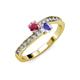 3 - Olena Rhodolite Garnet and Tanzanite with Side Diamonds Bypass Ring 