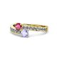 1 - Olena Rhodolite Garnet and Tanzanite with Side Diamonds Bypass Ring 