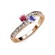 3 - Olena Rhodolite Garnet and Tanzanite with Side Diamonds Bypass Ring 
