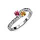 3 - Olena Rhodolite Garnet and Citrine with Side Diamonds Bypass Ring 