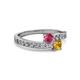 2 - Olena Rhodolite Garnet and Citrine with Side Diamonds Bypass Ring 