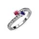 3 - Olena Rhodolite Garnet and Iolite with Side Diamonds Bypass Ring 