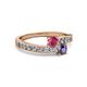 2 - Olena Rhodolite Garnet and Iolite with Side Diamonds Bypass Ring 