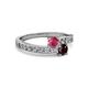 2 - Olena Rhodolite and Red Garnet with Side Diamonds Bypass Ring 