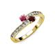 3 - Olena Rhodolite and Red Garnet with Side Diamonds Bypass Ring 