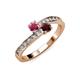 3 - Olena Rhodolite and Red Garnet with Side Diamonds Bypass Ring 