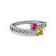 2 - Olena Rhodolite Garnet and Yellow Sapphire with Side Diamonds Bypass Ring 