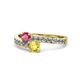 1 - Olena Rhodolite Garnet and Yellow Sapphire with Side Diamonds Bypass Ring 