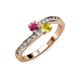 3 - Olena Rhodolite Garnet and Yellow Sapphire with Side Diamonds Bypass Ring 