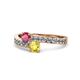 1 - Olena Rhodolite Garnet and Yellow Sapphire with Side Diamonds Bypass Ring 