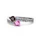 1 - Olena Red Garnet and Pink Sapphire with Side Diamonds Bypass Ring 