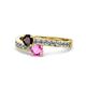 1 - Olena Red Garnet and Pink Sapphire with Side Diamonds Bypass Ring 