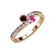3 - Olena Red Garnet and Pink Sapphire with Side Diamonds Bypass Ring 