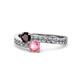 1 - Olena Red Garnet and Pink Tourmaline with Side Diamonds Bypass Ring 