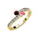 3 - Olena Red Garnet and Pink Tourmaline with Side Diamonds Bypass Ring 