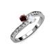 3 - Olena Red Garnet and White Sapphire with Side Diamonds Bypass Ring 