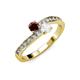 3 - Olena Red Garnet and White Sapphire with Side Diamonds Bypass Ring 