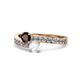 1 - Olena Red Garnet and White Sapphire with Side Diamonds Bypass Ring 