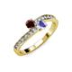 3 - Olena Red Garnet and Tanzanite with Side Diamonds Bypass Ring 