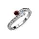 3 - Olena Red Garnet and Diamond with Side Diamonds Bypass Ring 