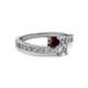 2 - Olena Red Garnet and Diamond with Side Diamonds Bypass Ring 