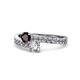 1 - Olena Red Garnet and Diamond with Side Diamonds Bypass Ring 