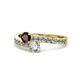 1 - Olena Red Garnet and Diamond with Side Diamonds Bypass Ring 