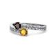 1 - Olena Red Garnet and Citrine with Side Diamonds Bypass Ring 