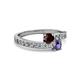 2 - Olena Red Garnet and Iolite with Side Diamonds Bypass Ring 