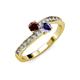 3 - Olena Red Garnet and Iolite with Side Diamonds Bypass Ring 
