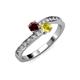 3 - Olena Red Garnet and Yellow Sapphire with Side Diamonds Bypass Ring 