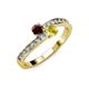 3 - Olena Red Garnet and Yellow Sapphire with Side Diamonds Bypass Ring 